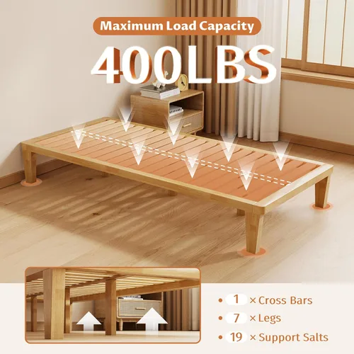 Vista 9 de IOTXY - Marco de cama de plataforma individual XL, base de colchón de madera maciza de 12 pulgadas