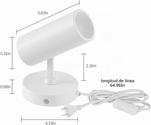 Vista 6 de Aisilan - Foco de pared LED enchufable, ajustable, 12 W, 3000 K, CRI 97 blanco 2 piezas