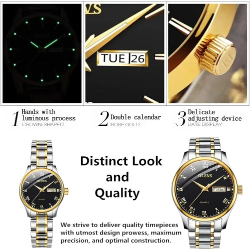 Vista 3 de OLEVS Reloj de pulsera analógico impermeable y económico de cuarzo para hombre reloj de calendario clásico
