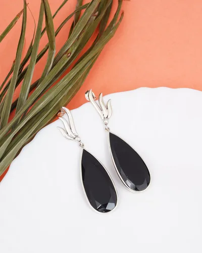 Vista 6 de PHNX Black Onyx Earrings Dangle, Large Dangle Earrings Women Boho, Handmade Jewelry Earrings Sterling Silver, Unique Gifts For Her
