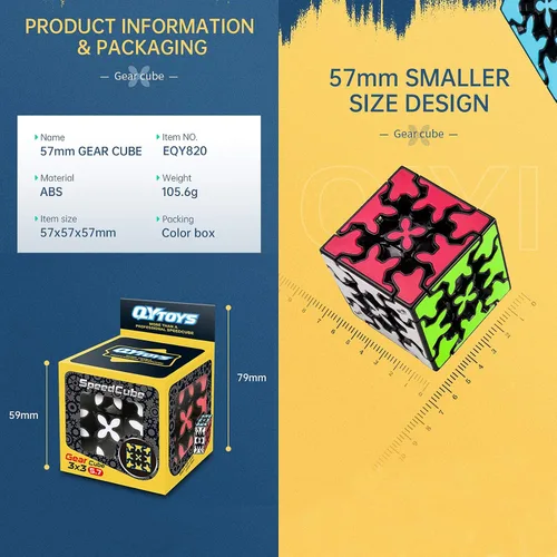 Vista 6 de Cubo de engranajes 3x3 con estructura de engranajes tridimensional, diseño de azulejos incrustados, cubo mágico 3x3x3, rompecabezas y juguetes