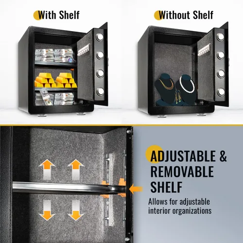 Vista 5 de Caja fuerte, ignífuga, bolsa impermeable, teclado y entrada de llaves, gabinete de seguridad para el hogar y la oficina (2.0 pies cúbicos)