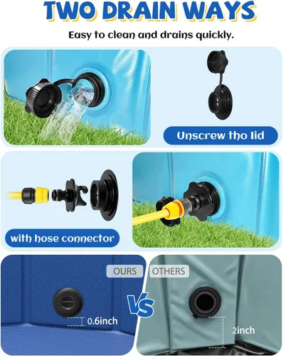 Vista 4 de YSJILIDE Piscina plegable para perros, piscina portátil de PVC para mascotas, baño plegable de plástico para perros y niños grandes, medianos y Azul