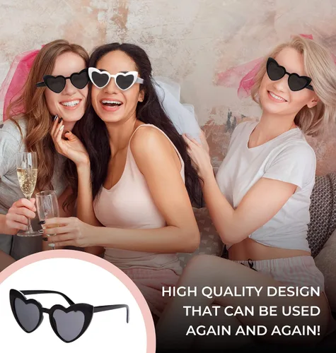 Vista 5 de Pop Fizz Designs Gafas de sol retro con corazón para despedida de soltera I dama de honor I gafas de sol para despedida de soltera