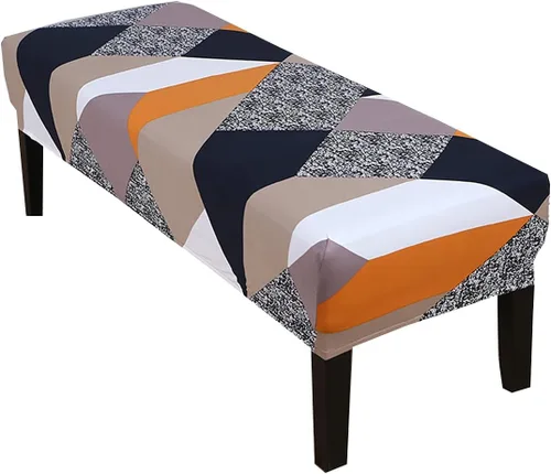 Vista 8 de HAPPYDOG Funda de banco de comedor con estampado de elastano elástico, funda tapizada extraíble antipolvo, lavable, protector de asiento para sala