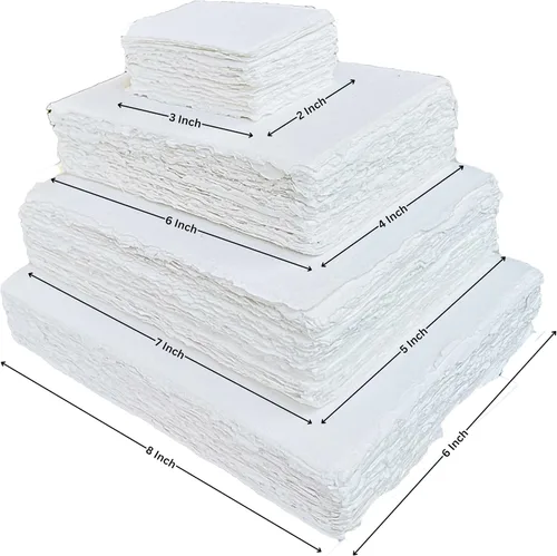 Vista 4 de Papel de algodón hecho a mano con borde Deckle de algodón reciclado, tarjeta mixta para tarjetas de colocación/acompañantes, tarjetas de lugar