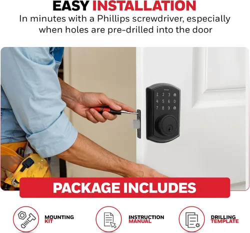 Vista 6 de Honeywell Cajas fuertes y cerraduras de puerta – Cerradura de puerta de entrada sin llave con teclado de pantalla táctil – Cerradura inteligente