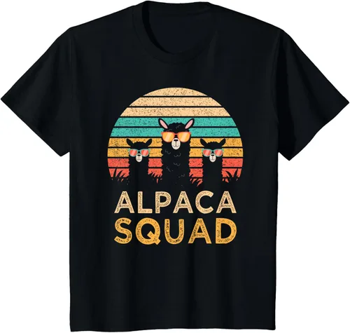 Vista 44 de Divertidas gafas de sol de escuadrón de alpaca Cool Alpacas Vintage Gift T-Shirt, Negro, S