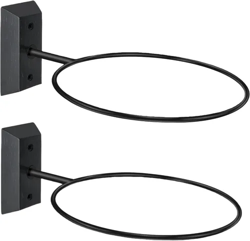 Vista 21 de Soporte de pared para baloncesto VIVTOB, soporte de pared para pelota de 7 pulgadas con base de madera maciza de nogal negro y anillo de metal