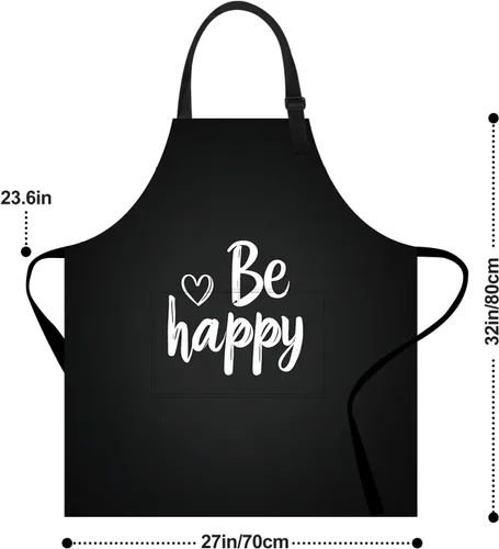 Vista 3 de Delantal de cocina para el hogar, cocina, horneado, jardinería, para mujeres y hombres, con bolsillos, delantal impermeable, 32 x 28 pulgadas