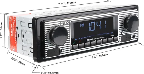 Vista 3 de SDX Audio Receptor de radio Bluetooth, reproductor de MP3 con cargador USB, MP3/USB, entrada auxiliar, micrófono integrado manos libres, iluminación