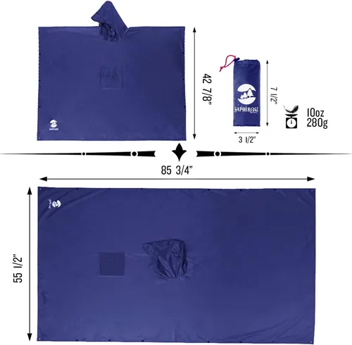 Vista 6 de Impermeable con capucha estilo poncho para hombres y mujeres
