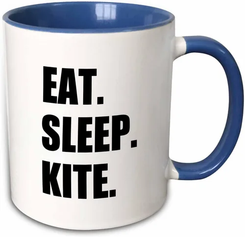 Vista 12 de 3dRose Eat Sleep Kite - Kitesurf kitesurf kitesurf surf 11oz Bicolor Negro Taza