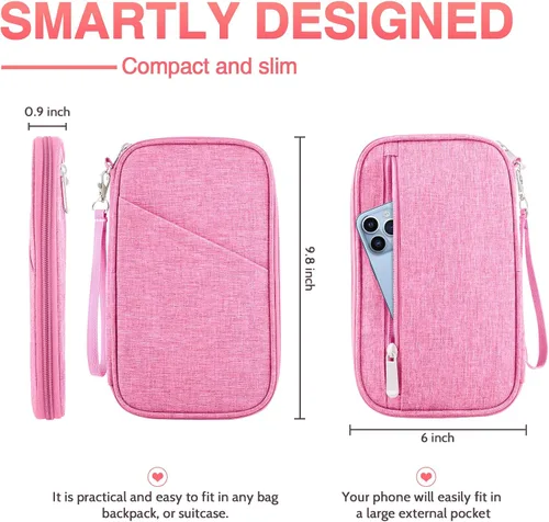 Vista 2 de Passport Holder Family, Women Rfid Blocking Passport Wallet, Travel Document Organizer Premium Wallets Passport Holders Bag