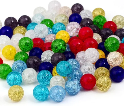Vista 10 de RUBYCA Surtido de cuentas de cristal checo de Druk Crackle redondas mixtas para la fabricación de joyas (0.157 in, 50 unidades)