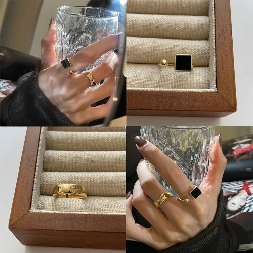 Vista 3 de Nbsameng Silver Plated Rings Set for Women Girls, Stackable Open Rings Size Adjustable, Pack for Gift