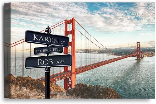 Vista 100 de IPIC - Personalized Framed Canvas with Custom Street Sign in Boston Personalized Street Signs with Names, Custom Canvas Print, Boston Sunset