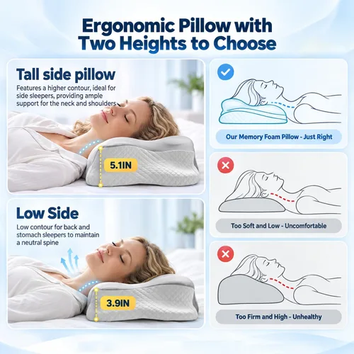 Vista 4 de Almohada cervical para el cuello, almohada ergonómica