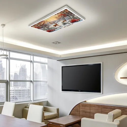 Vista 7 de Cubiertas de luz fluorescente de ciervos navideños para aula, 4 x 2 pies, cubierta roja para luz de techo de automóvil, decoración de hospital