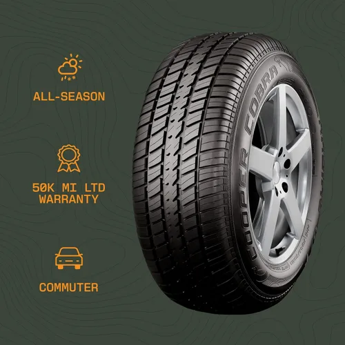 Vista 2 de Cooper Cobra Radial G/T P215/70R15 97T - Llanta para todas las estaciones Passenger Touring All Season Traction 97T - Neumático con letras blancas