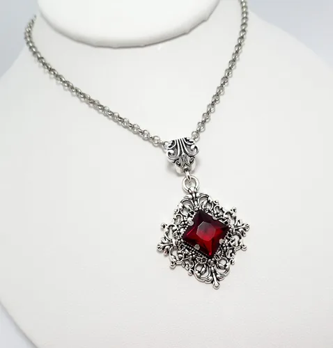 Vista 3 de Gargantilla gótica victoriana steampunk de plata con colgante de filigrana nupcial boda renacentista medieval eduardiano celta art nouveau gótico