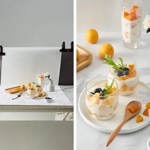 Vista 7 de BEIYANG Telones de fondo de fotografía de alimentos de 24 x 24 pulgadas, tableros de fondo de fotos de mármol blanco con 3 kits de soporte, tablero