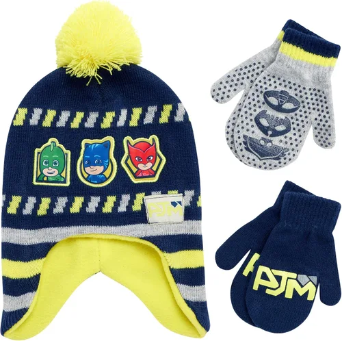 Vista 15 de PJ Masks Conjunto de gorro de invierno y 2 pares de guantes o mitones (edad 2-7)