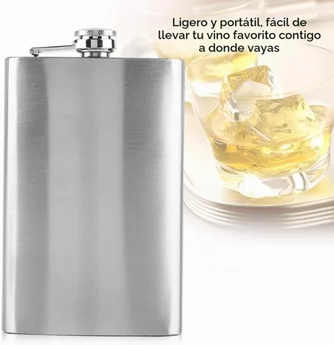 Vista 4 de Frasco de cadera, frasco de licor de acero inoxidable a prueba de fugas de 10 onzas con embudo para vino de whisky, contenedor de alcohol