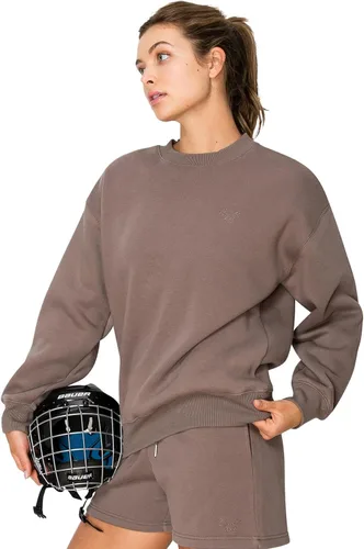 Vista 10 de Cali1850 Sudadera Cloud Nine Fleece Crew para mujer, ajuste relajado, cuello acanalado, puños y dobladillo