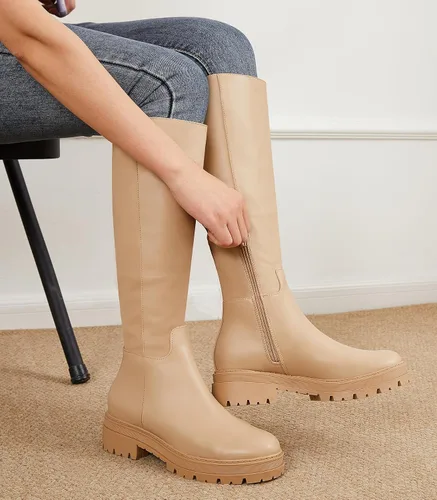 Vista 2 de Botas de plataforma hasta la rodilla para mujer, tacón grueso, cremallera lateral, botas de otoño e invierno