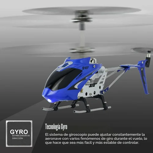 Vista 3 de Cheerwing S107/S107G Phantom 3.5 canales, minihelicóptero RC con giroscopio, Azul