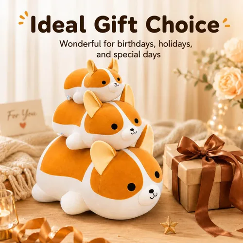 Vista 7 de Corgi - Peluche suave de perro Corgi, lindo Shiba Inu Akita, almohada de felpa para niños y niñas (15.7 pulgadas/15.7 in)