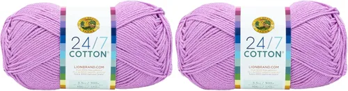 Vista 55 de Lion Brand Yarn - Hilo ligero 24/7 de algodón para tejer, hacer ganchillo y manualidades, Ámbar, paquete de 1 Light Worsted 100% Mercerized Cotton