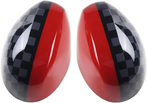 Vista 14 de Cubierta de espejo retrovisor lateral compatible con Mini Cooper R50-R53 DC01 Black Jack ABS - Tapa de espejo exterior adhesiva para Gen 1 R50 R53