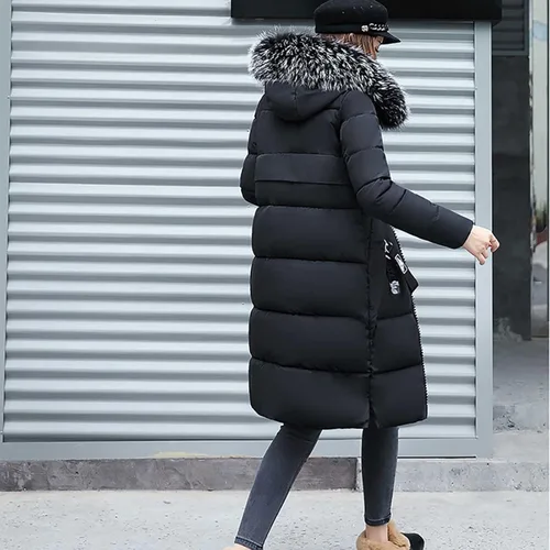 Vista 4 de Abrigo de invierno de moda 2022 para mujer, con cremallera, acolchado, acolchado, de forro polar sherpa de gran tamaño para mujer