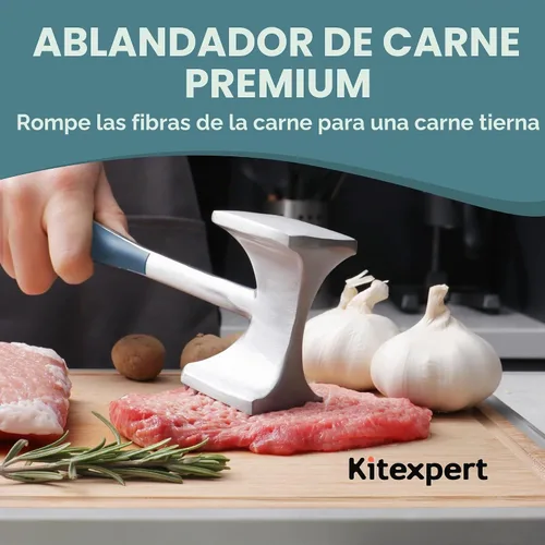 Vista 2 de KITEXPERT Martillo ablandador de carne con mango de agarre cómodo, mazo de doble cara para cocina, cortador resistente para ablandar carne, carne