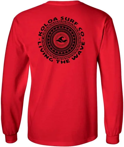 Vista 8 de Koloa Surf - Camiseta de algodón de manga larga con logotipo de círculo tribal para hombre, talla regular, grande y alta Azul acuático/logotipo