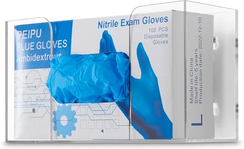 Vista 9 de Stock Your Home Dispensador doble de guantes acrílicos, estante para caja de pañuelos, soporte de pared para guantes, para cocina, armario