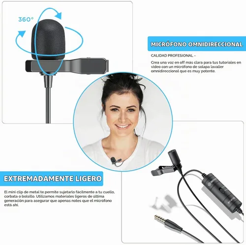 Vista 4 de BOYA BY-M1S Micrófono de solapa Lavalier profesional Micrófono de condensador omnidireccional para iPhone Android Smartphone Cámara DSLR
