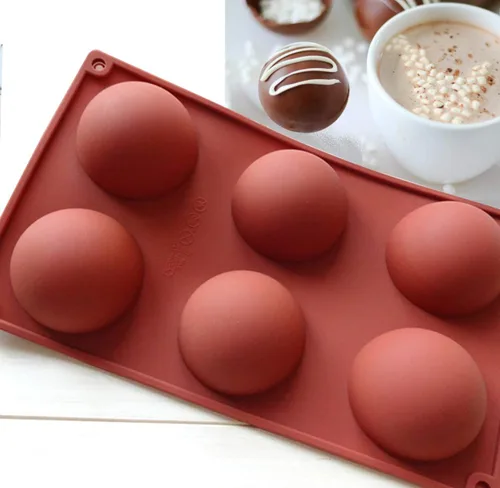 Vista 8 de Moldes para bombas de chocolate caliente – Moldes de silicona de 2.5 pulgadas y semiesferas – Marrón/3 piezas