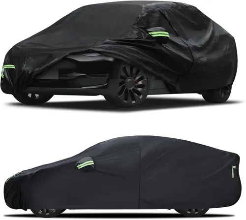 Vista 18 de Funda de auto para Tesla Model 3 2017-2026, 6 capas de cubierta impermeable para todo tipo de clima, cubierta exterior completa para exteriores