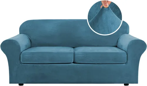 Vista 34 de H.VERSAILTEX - Funda elástica para sofá de 2 piezas, funda protectora de terciopelo, suave, con parte inferior elástica, con un ancho de hasta 49