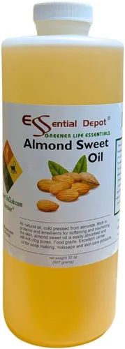 Vista 2 de Essential Depot Aceite dulce de almendras PLUS FREE recipiente vacío de 2 onzas, 1 cuarto de galón, 32 onzas, recipiente de polietileno de alta