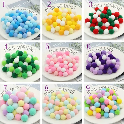Vista 4 de 1000 pompones para manualidades de 1 pulgada, bolas de pompón mullidas de Navidad, pequeñas bolas de pompones para manualidades, proyectos