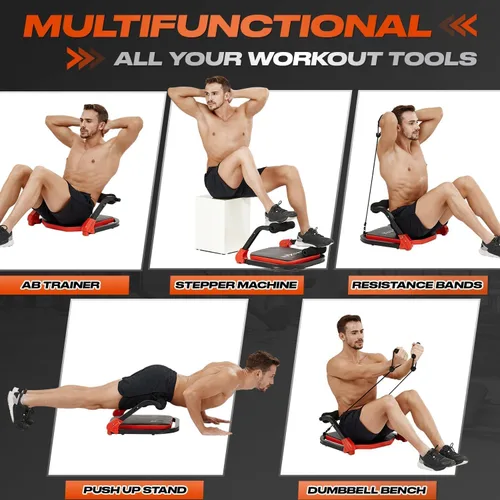 Vista 10 de Yes4All Máquina de Abdominales para Cuerpo Total y Core Abdominal, Sentadillas Bloqueables con Mango Ergonómico de Espuma y 2 Bandas de Resistencia