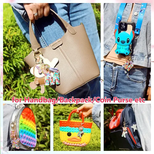 Vista 9 de SIGZKK Llavero con letra inicial de mariposa morada con borla para niñas y mujeres, llavero de corazón para mochila, cartera escolar, bolso