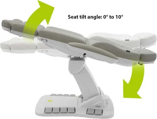 Vista 8 de SKINACT Palma - Mesa de tratamiento médico eléctrico de 4 motores y silla facial con giratorio, altura ajustable, respaldo, inclinación del asiento