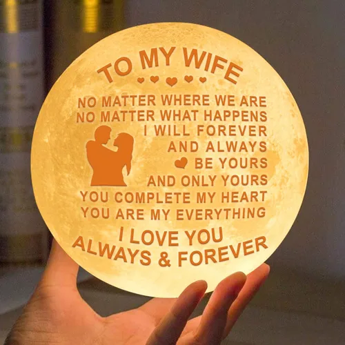 Vista 8 de K KENON Lámpara de luna 3D grabada para esposa, impresión 3D personalizada de 5.9 pulgadas, regalo de luz lunar para esposa, regalo de Navidad
