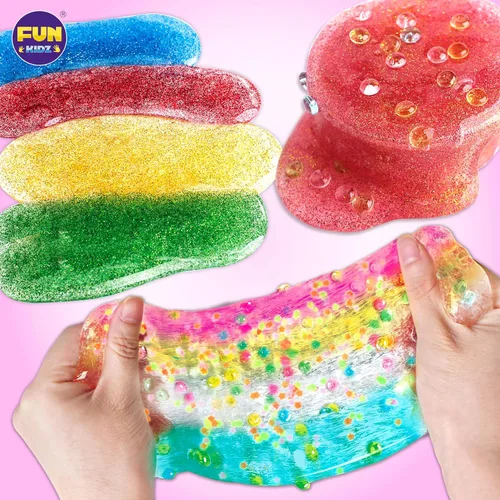 Vista 2 de 35.16 OZ FL (1040 ML) de Slime Transparente para Niños de 6 a 12 años, FunKidz, Juego de Slime de Cristal de Agua Prefabricado de 4 Paquetes, Juego