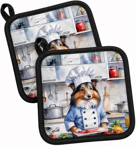 Vista 119 de Caroline's Treasures Coton de Tulear El Chef Par de Agarraderas de Ollas de Cocina Resistentes al Calor Juegos de Agarraderas de Ollas Almohadillas